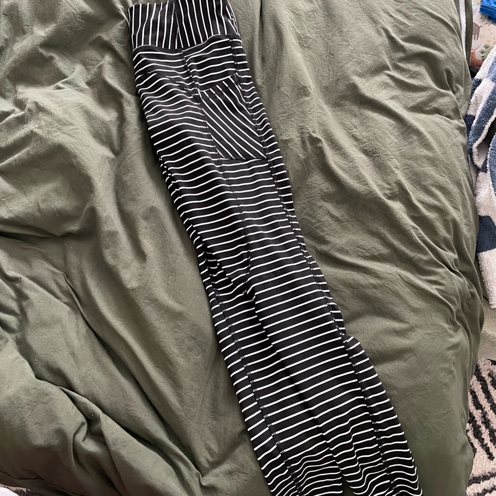 Avia Black and White Striped Leggings